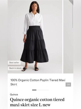 Quince organic cotton tiered maxi dress size L